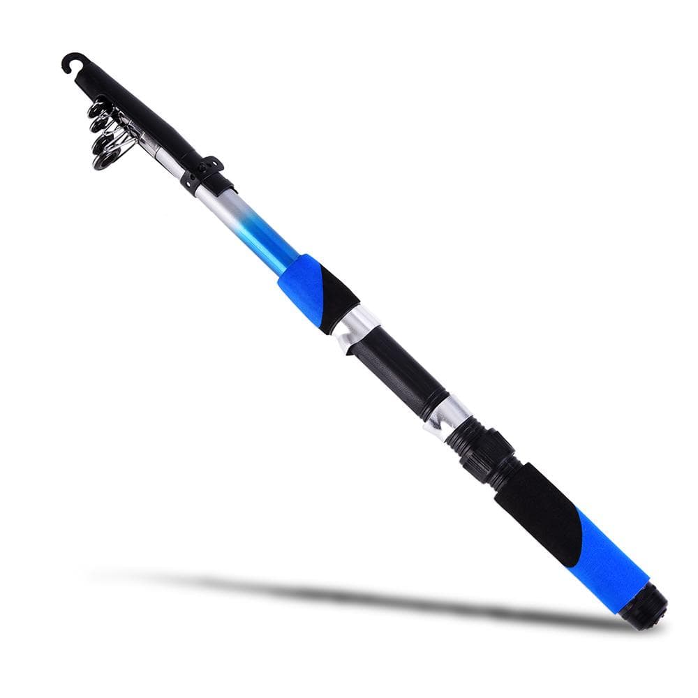 2.1M Portable Telescopic Fishing Rod Fiberglass Fishing Pole Travel Sea Fishing Spinning Rod blue