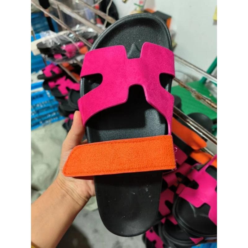 Thick Soled Sandals, Plus Size Velcro, Color Blocking, Suitable for Casual Women's Shoes, Versatile and Versatile 39 rose red