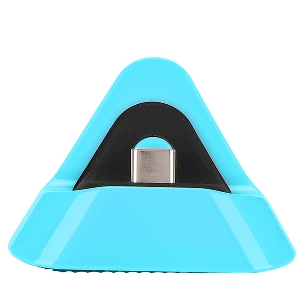 Portable Triangular Type C Charging Base Metal Bottom Charger for Switch Lite Host(Blue Green ) green/blue