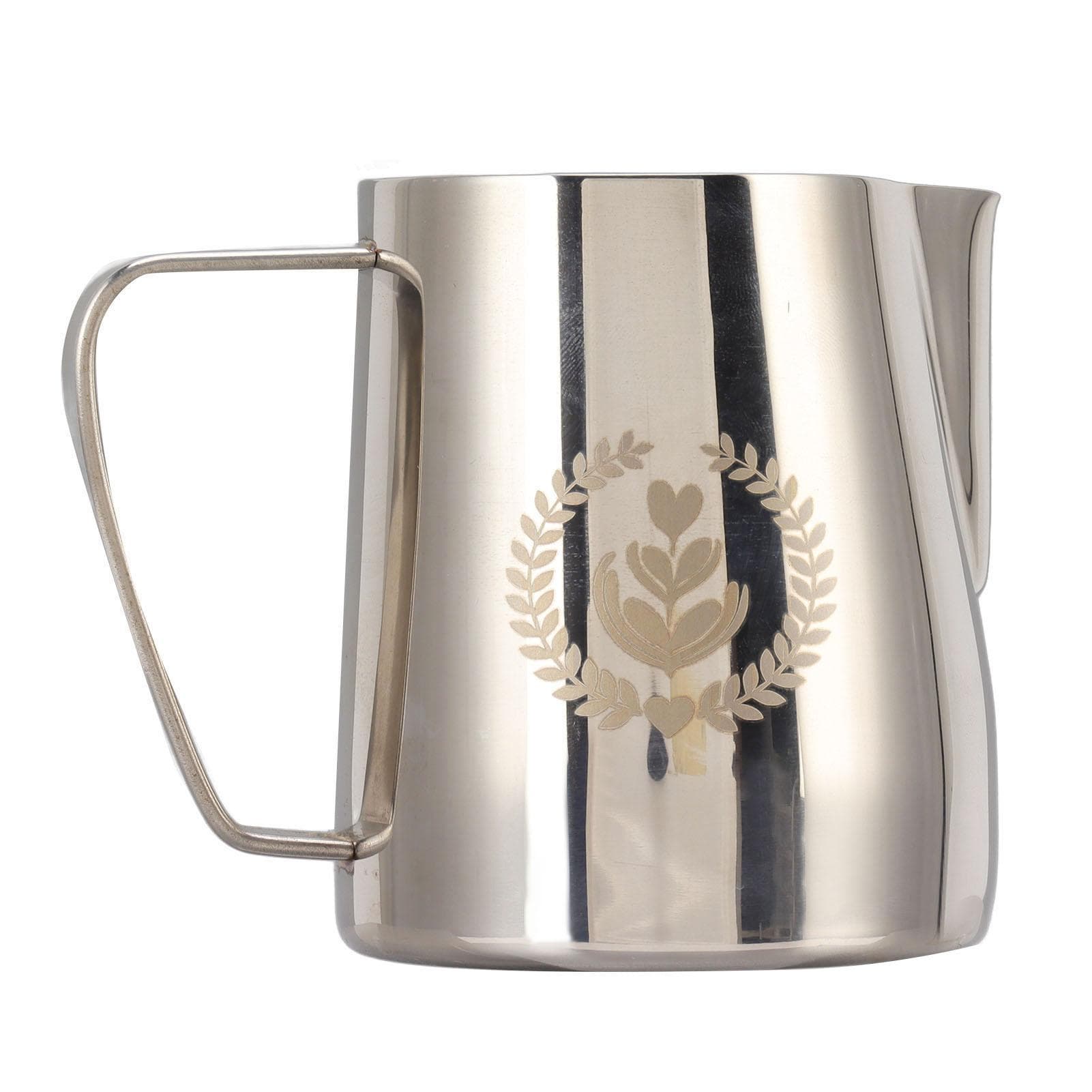 Frothing Pitcher 304 Stainless Steel Pull Flower Cup Coffee Milk Frother 600ml Pointed Mouth Silver L(for 6.5-9kg) clear