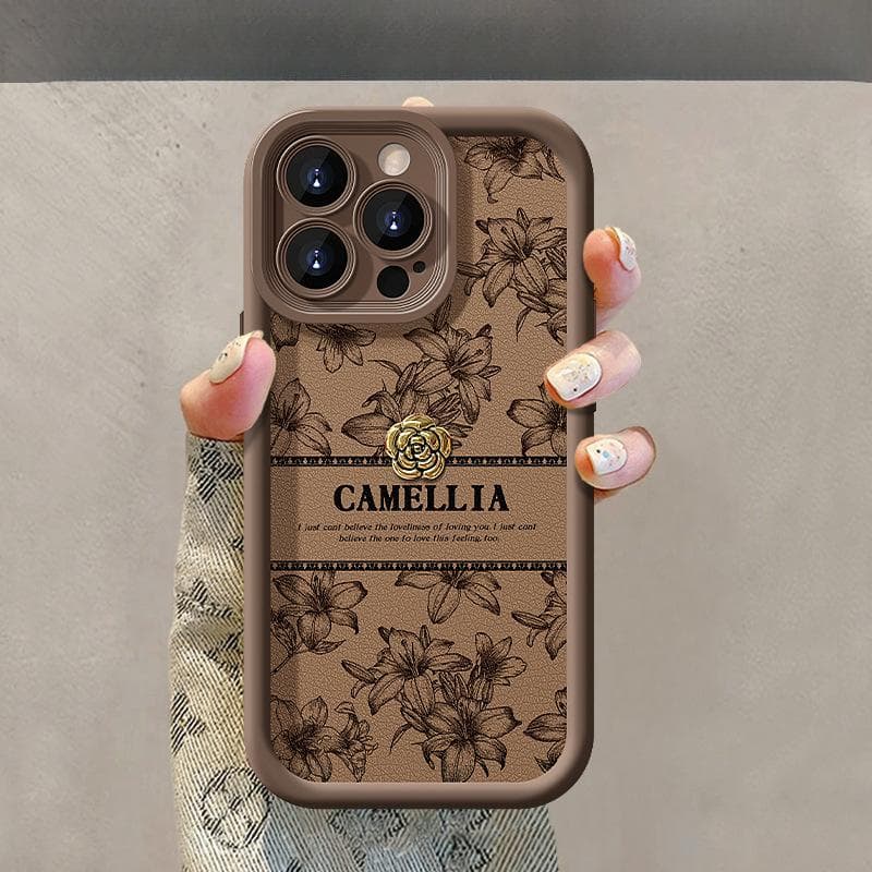 Retro Camellia Lanyard Suitable for Iphone16 Apple 15 Mobile Phone Case 14PRO Silicone Lambskin XR Anti-fall 8 Redmi Note 9 Pro 5G
