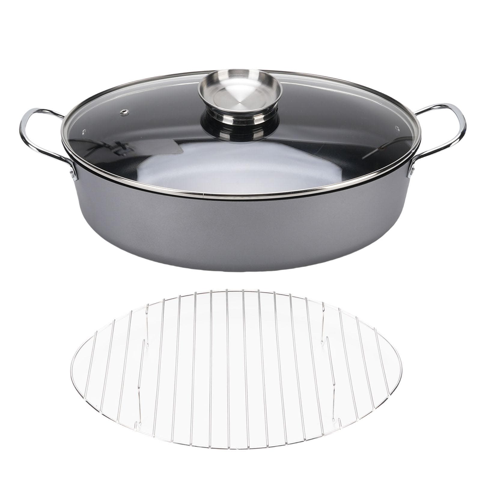 Fish Steaming Pot Multi Functional Large Oval Non Stick Carbon Steel Fish Cooker Pot for Home L
