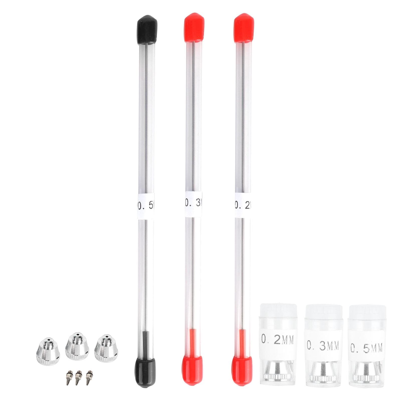 0.2/0.3/0.5mm Airbrush Nozzle Airbrush Needle Nozzle Cap Replacement Parts for Spray Gun Sprayer