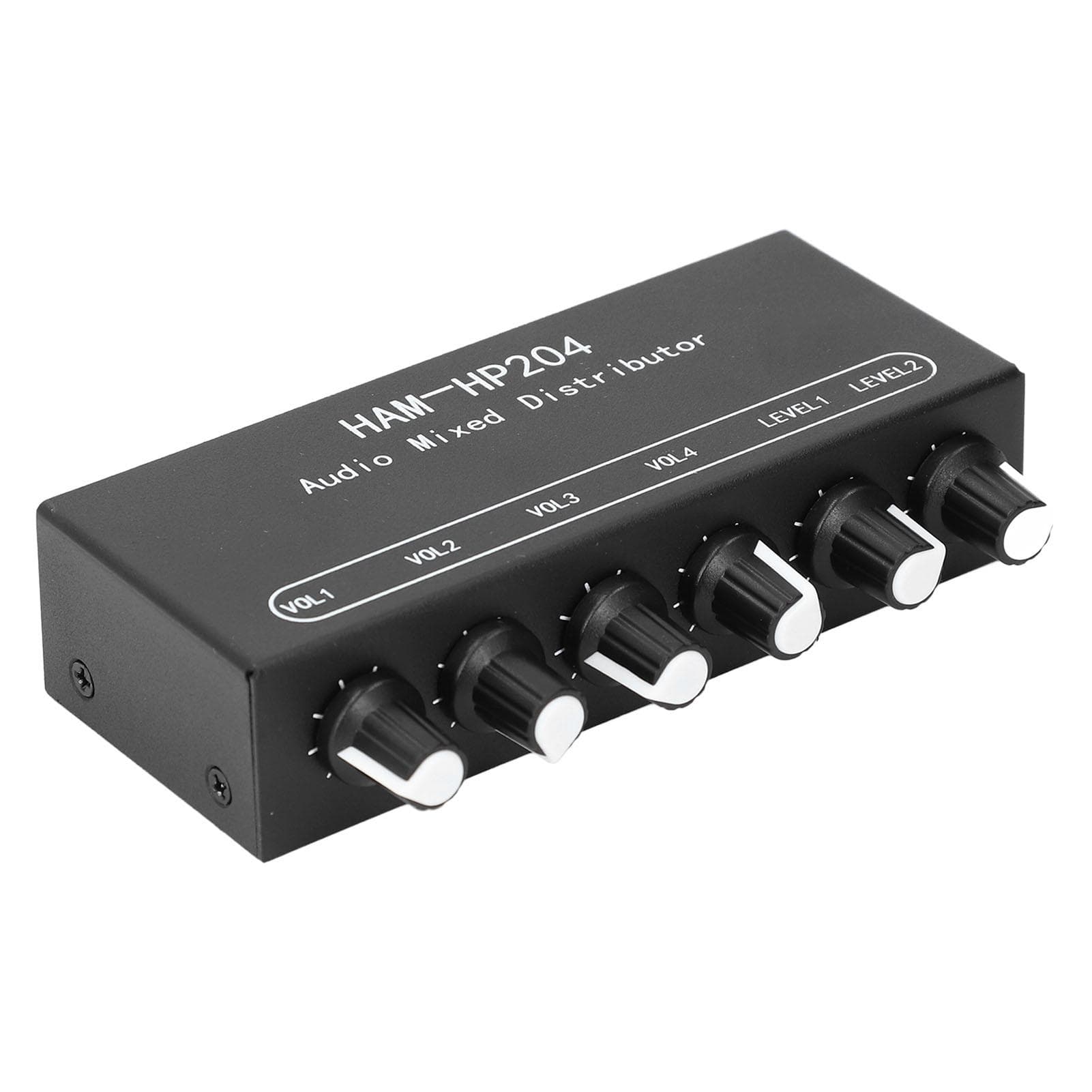 Stereo Mixer Distributor 2 in 4 Out Independent Control 5x Amplification for PC Mic Guitar Keyboard