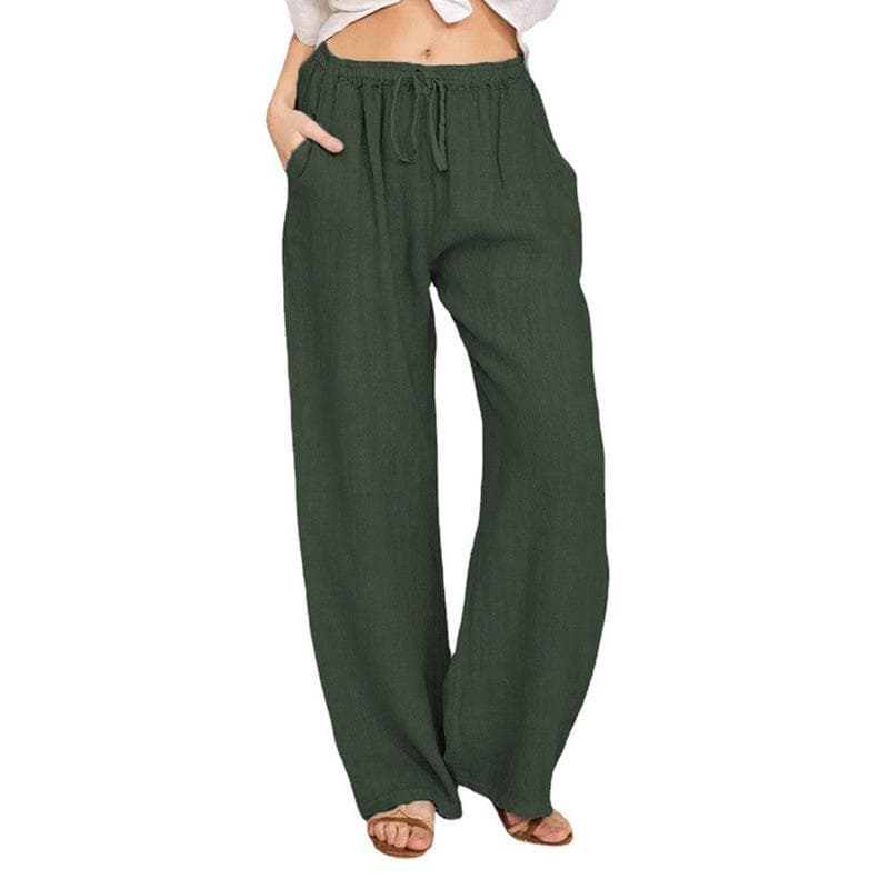 Summer Women's Pants Large Size Loose Casual Pants M green