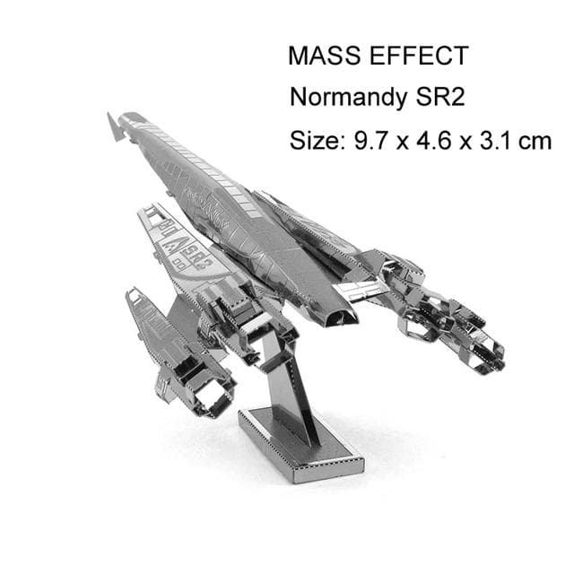 Spaceship Mass Effect Normandy SR2 3D Puzzle Model Kits DIY Laser Cut Assemble Jigsaw Toy GIFT for Children Normandy SR2 metallic silver