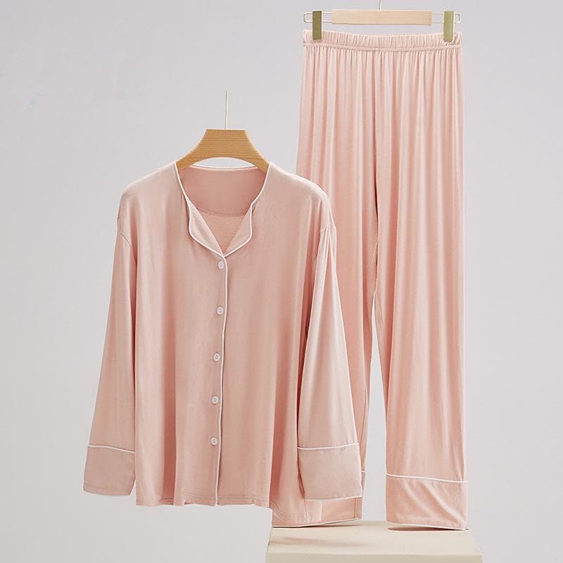Women's Pajamas Trouser Suits Spring Summer Modal Sleepwear Sexy Intimate Lingerie Loose Casual Home Clothes Lounge Wear XL pink