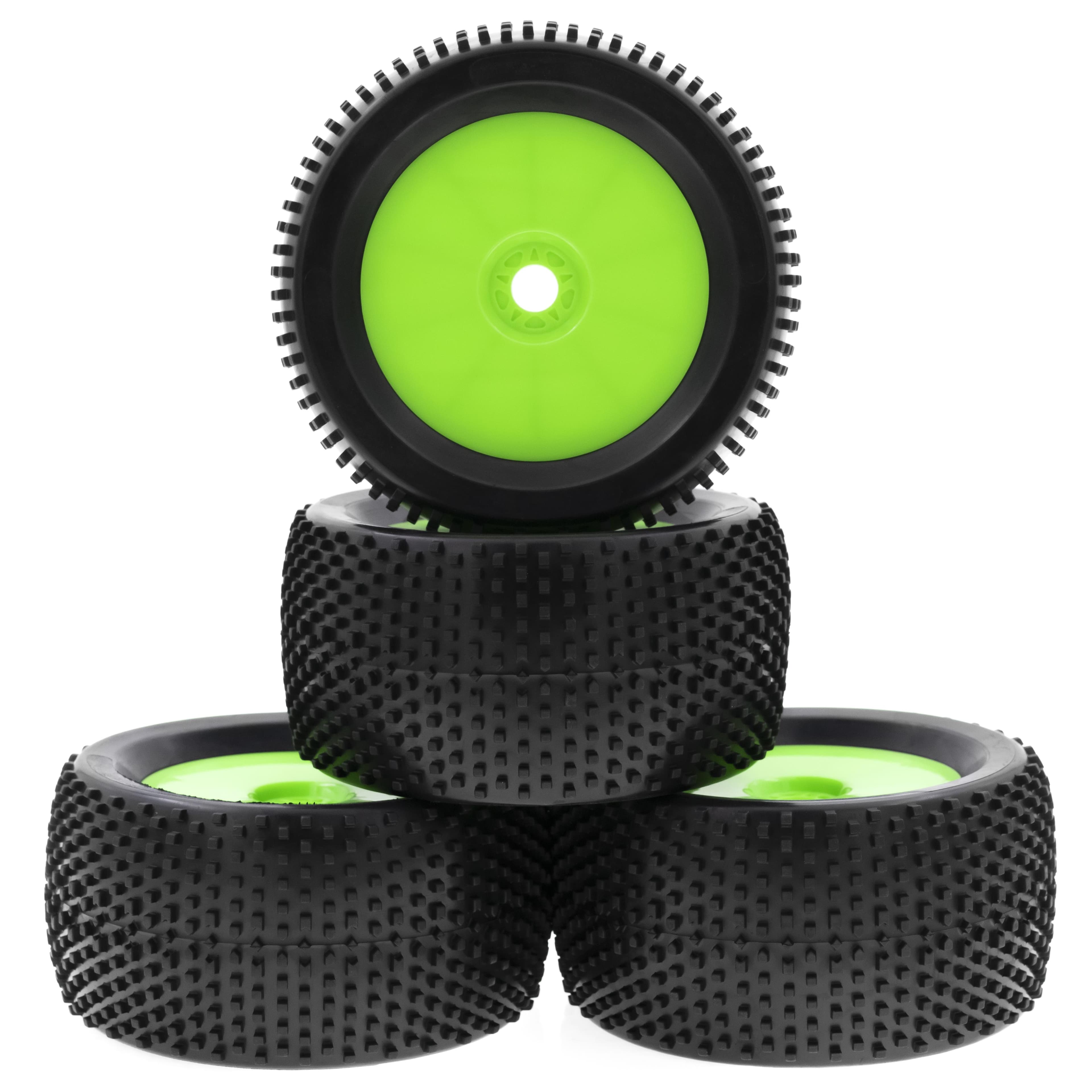 4Pcs 140*70*78mm Off Road Buggy Tires Wheel 17mm Hex Hubs Replacement for ARRMA Redcat Team Losi Type 1 green