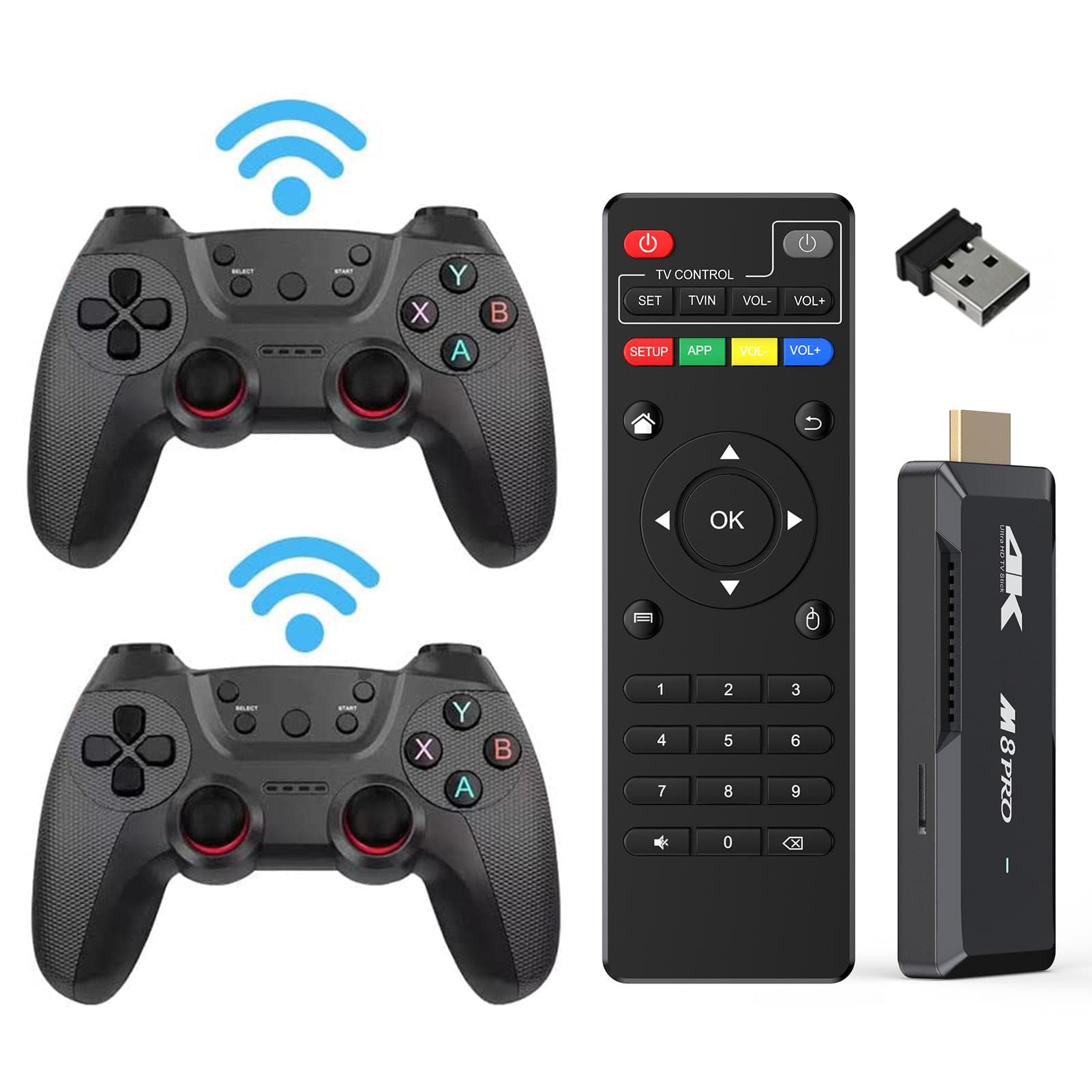 Retro Game Console TV 4K HD Output Plug and Play Games Console Stick Built in 10000+ Games Video black