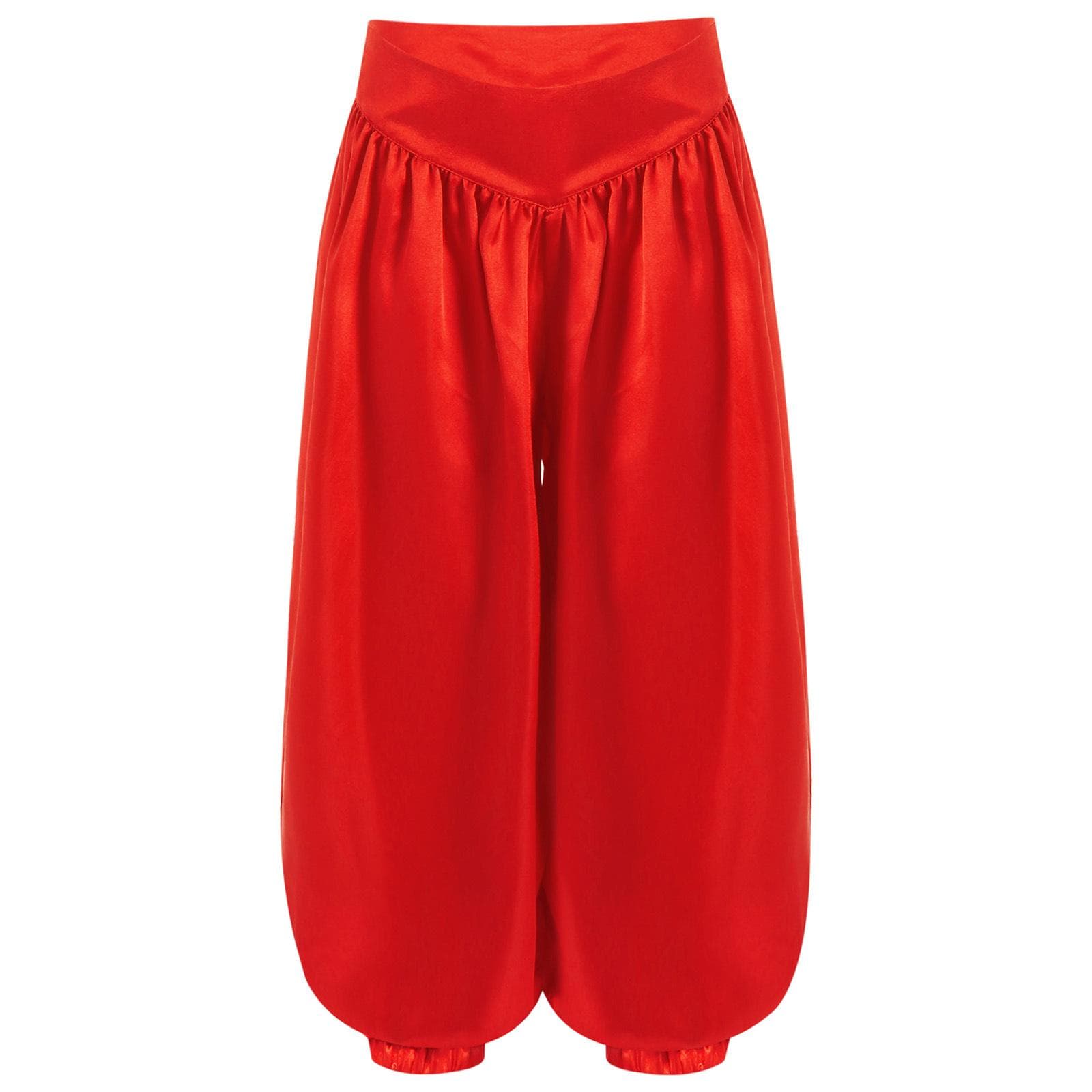 Girls Boys Celebration of Spirit Palazzo Pants Praise Dancewear Belly Dance Satin Harem Trousers for Carnival Festival 13-14 Years red
