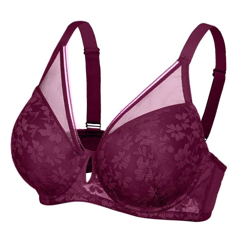 Plus Size Bra for Women Push Up Bras Sexy Lace Bra Seamless Underwire Brassiere Sexy Ladies Lingerie B-DD Cup 40DD purple