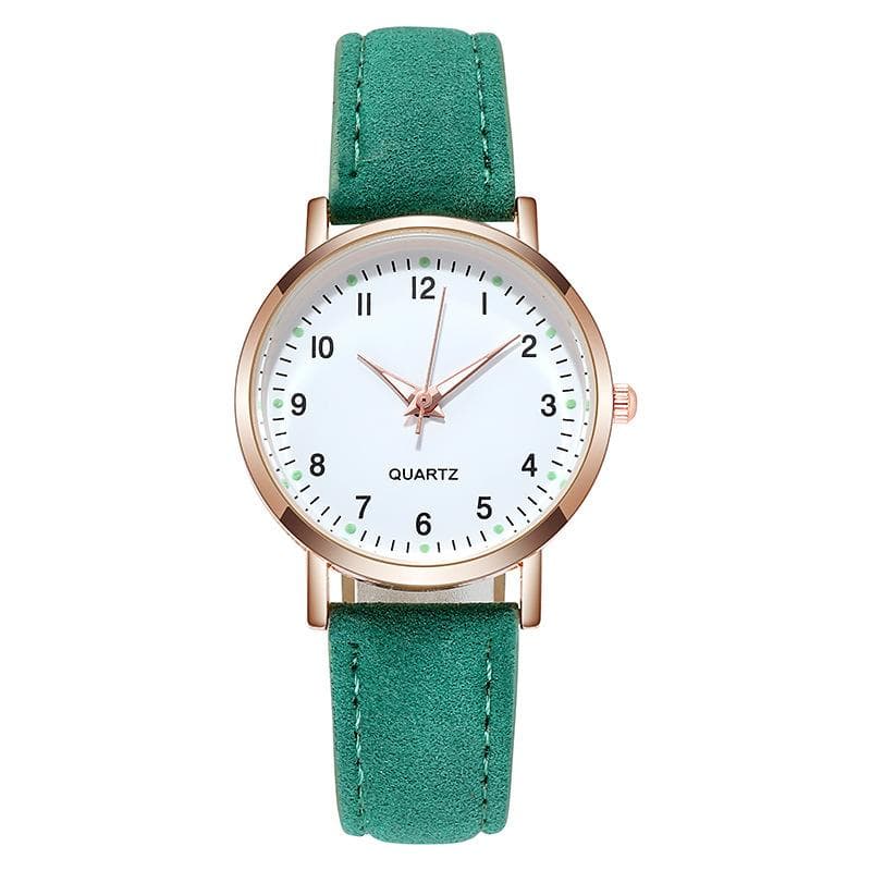 Fashion Ladies Luxury Leather Strap Analog Quartz Watch Luminous Ladies Watch green