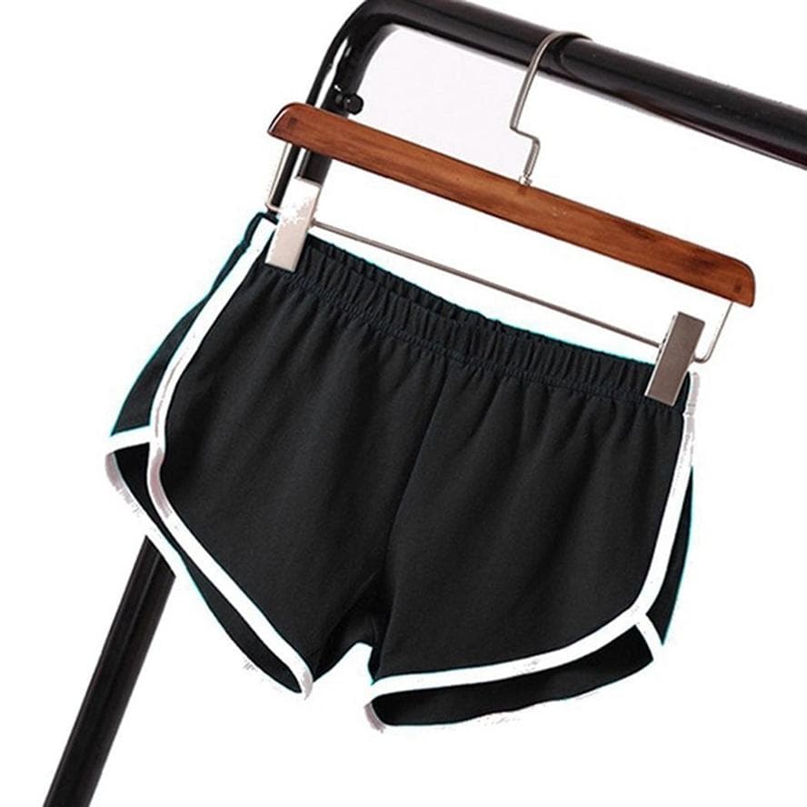 Women Solid Color Sport Shorts Casual Yoga Beach Soft and Comfortable Short Pants S black