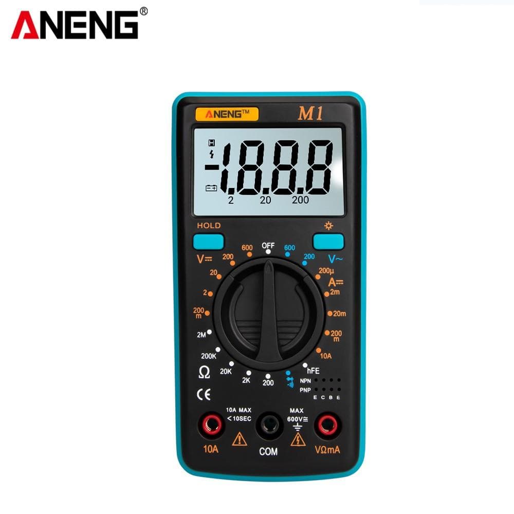 ANENG M1 Handheld Digital Multimeter LCD Backlight High Precision AC/DC Voltage Current Resistance Transistor Continuity Tester Overload Protection blue