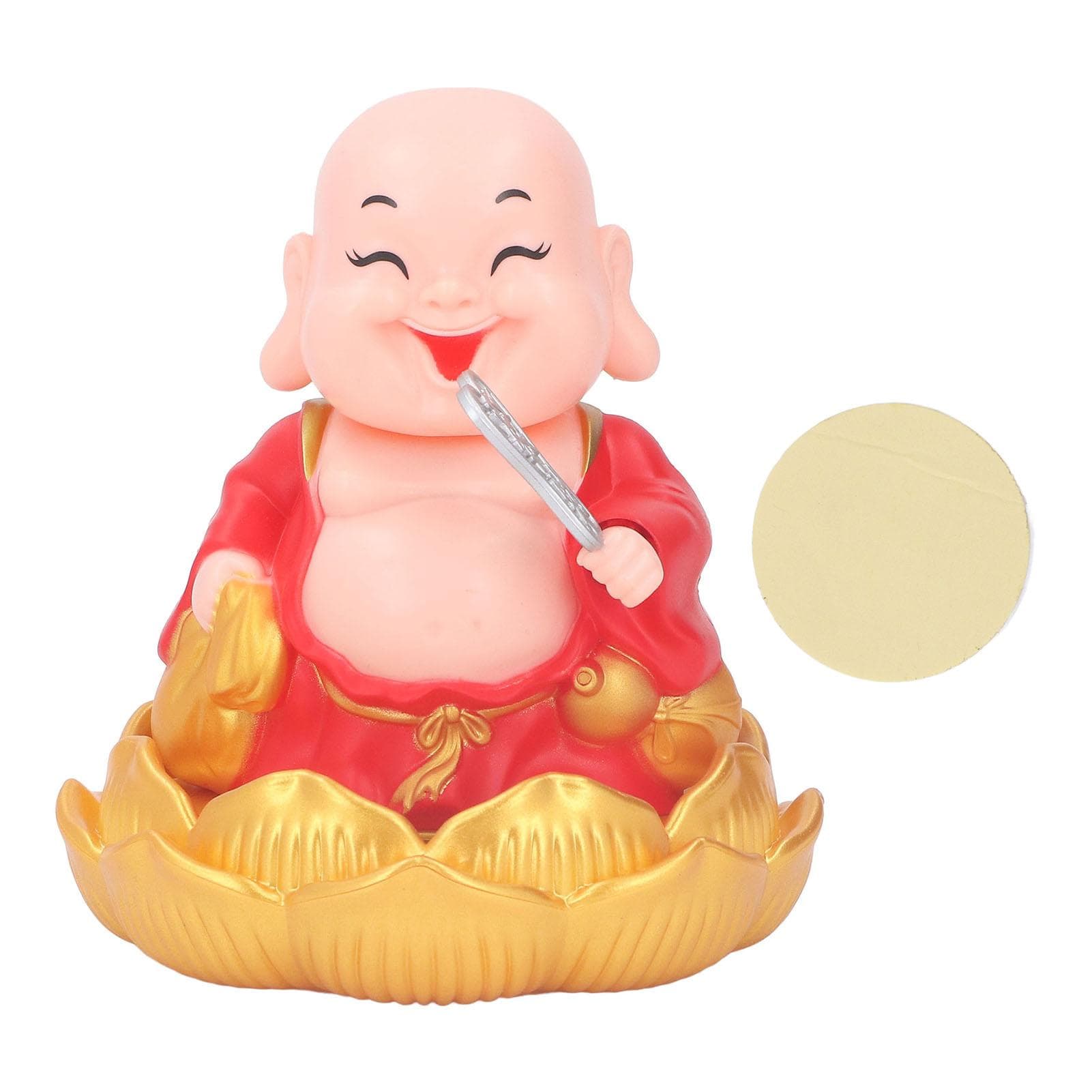 Nodding Smiling Buddha Maitreya Automatic Laughing Car Dashboard Solar Buddha Toy for Home Desktop red