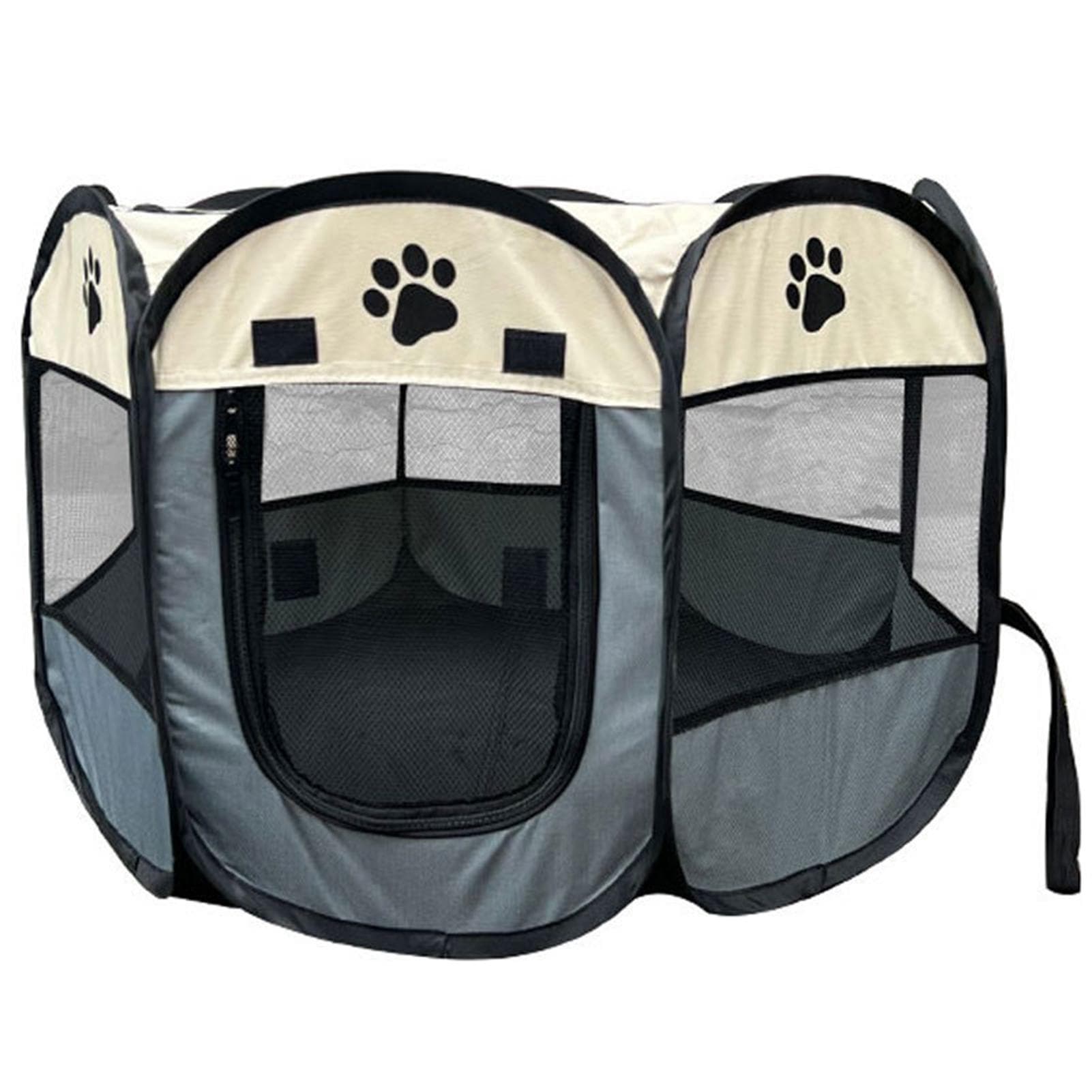 Portable Foldable Waterproof Pet playpen Open-Air Oxford Air Mesh Playpen and Exercise Pen Tent S gray