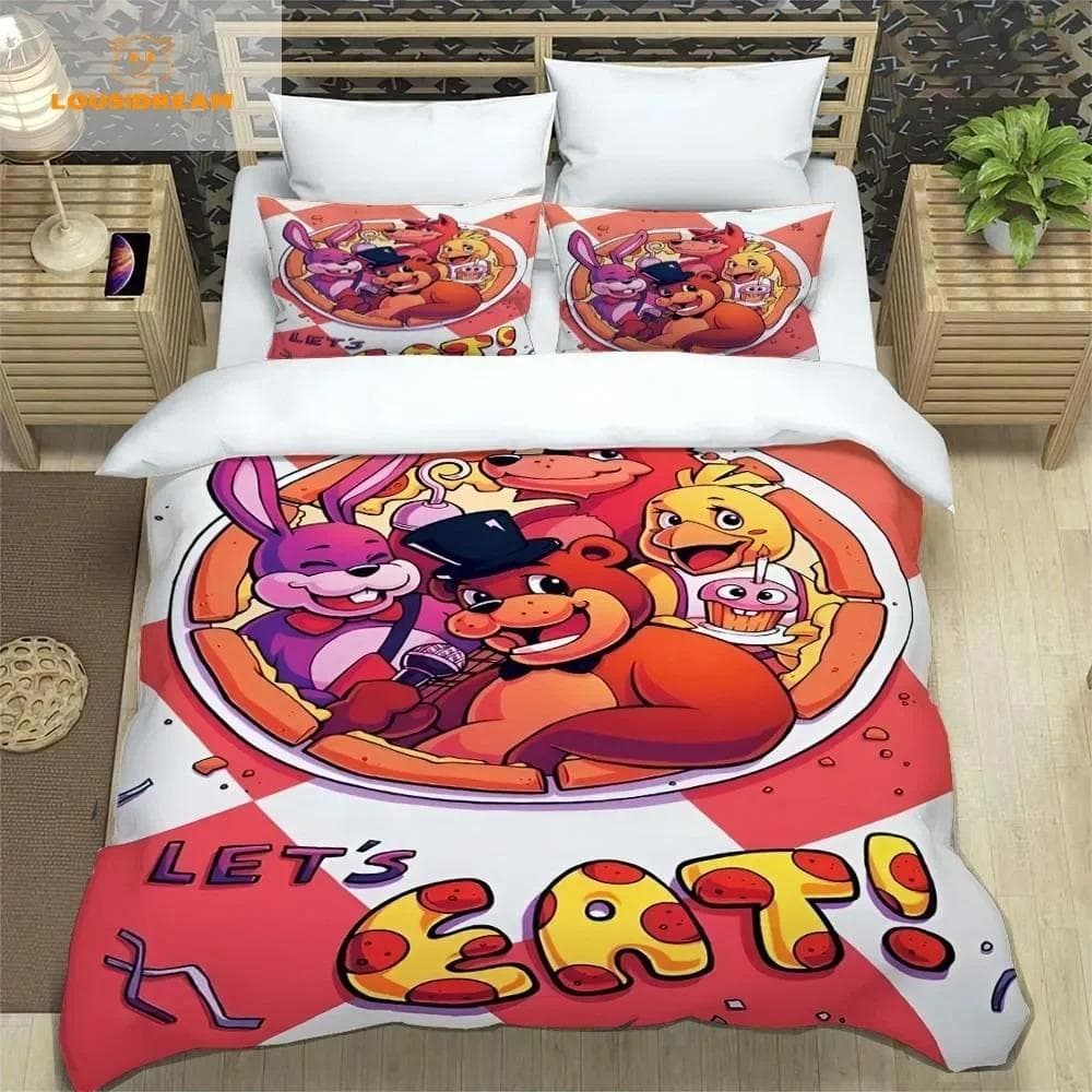 F-Five-Nights At Freddy´s FNAF Bedding Sheet Set King Twin Double Boys Bedding Mircofiber or Polyester Duvet Cover AU Single(140x210cm)