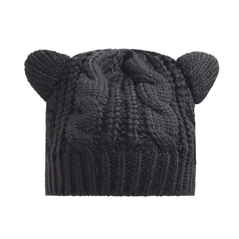 Cat Ear Beanies Winter Crochet Lugs Anime Knitted Hats Women's Solid Color Warm Gilrls Lady Kawaii Bonnet Femme Wool Caps 54-58cm