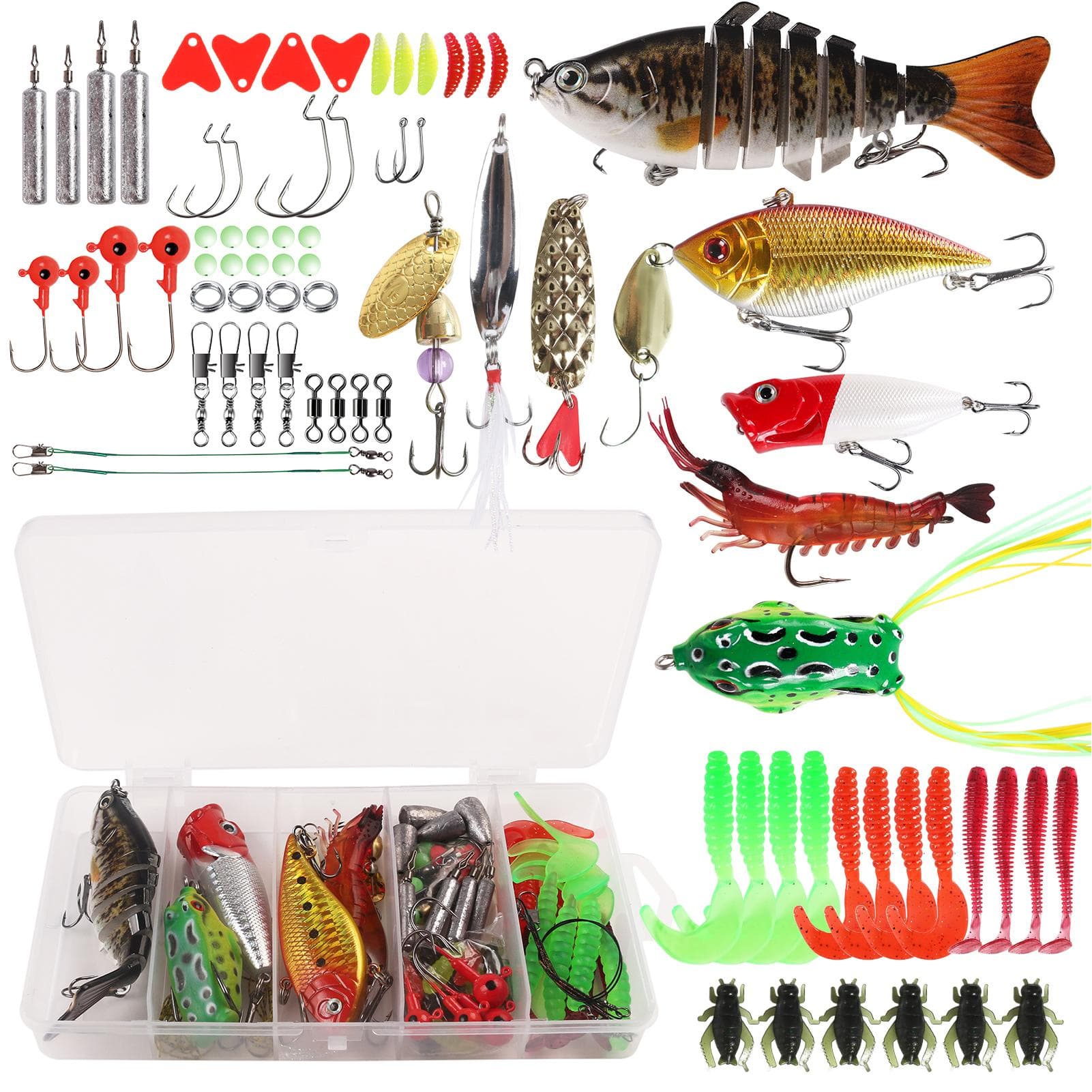 83pcs Fishing Lures Kit for Bass Trout Salmon Fishing Accessories Tackle Tool Fishing Baits Swivels 83pcs set