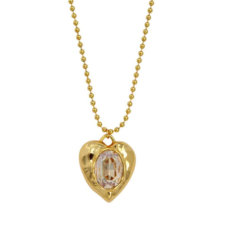 Vintage Necklace High Transparency Colorful Gemstone Love Collarbone Chain High-end and Exaggerated Versatile Necklace for Women 45CM