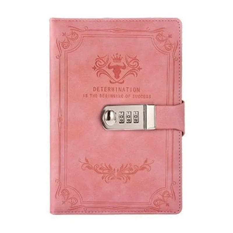 Retro Password Book With Lock A5 Diary Book Thickened Notebook Student Stationery Gifts For Girls And Boys A5 pink
