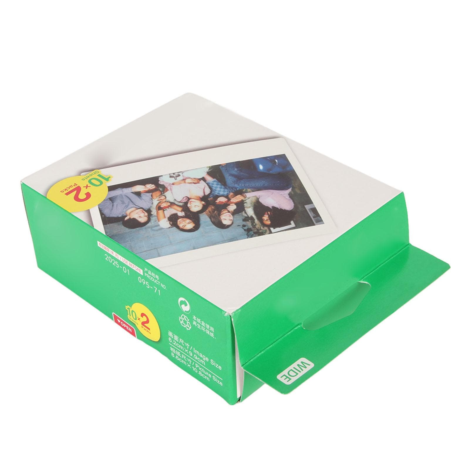 20 Sheets Instant Film for Fujifilm Wide Instant Color Film for Fuji Instax Wide 300 200 210 100