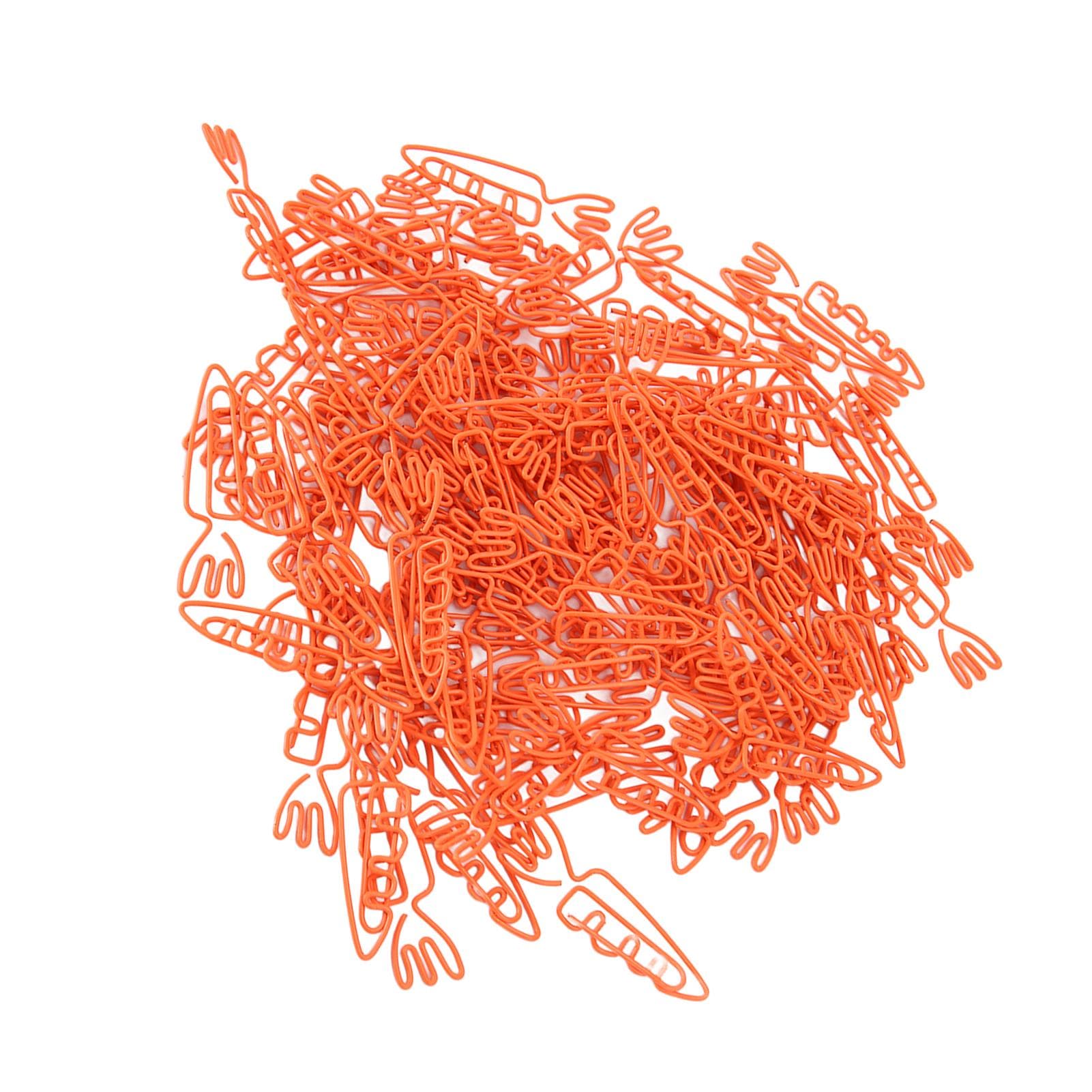 100pcs Carrot Shaped Paper Clips Portable Cute Funny Durable Metal Paperclips for Organizing Files