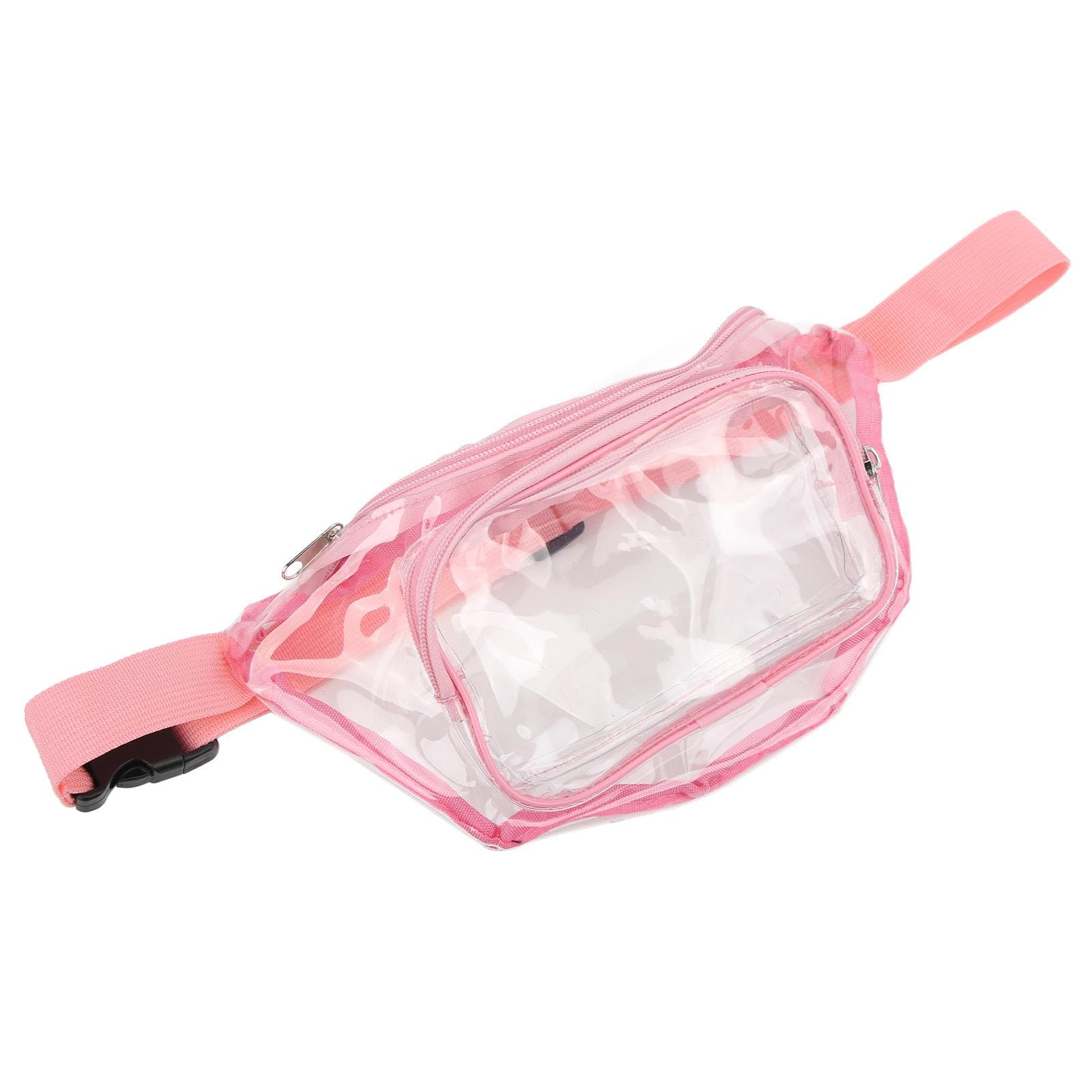 Transparent Fanny Pack PVC Water Resistance Zipper Multipurpose Waist Bag for Travel Pink
