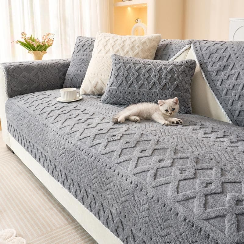 Soft Winter Warm Plush Sofa Covers Slipcovers Sofa Towel Non-slip Couch Cover for Living Room 90x120cm grey