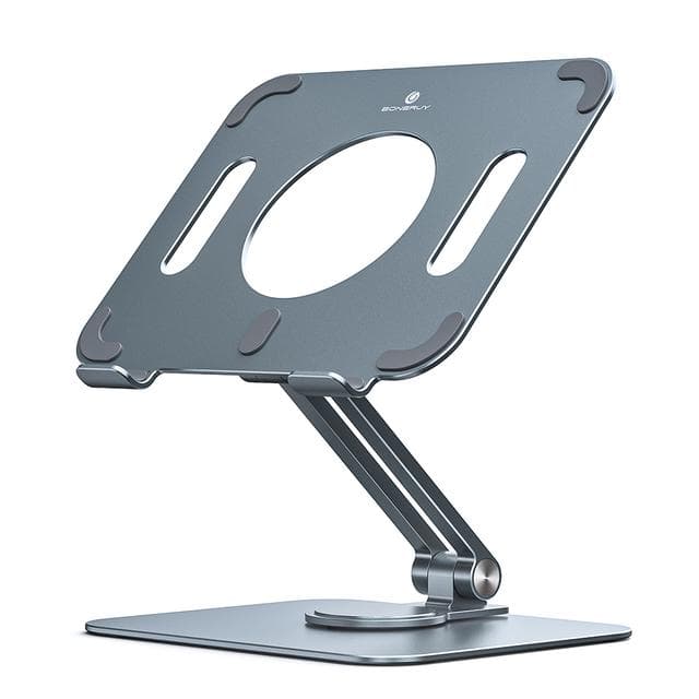 Tablet Stand Desk Riser 360 Rotation Multi -Angle /Height Adjustable Foldable Holder Dock For 5 -13 .9 Inch Phone Ipad Tablet Laptop gray