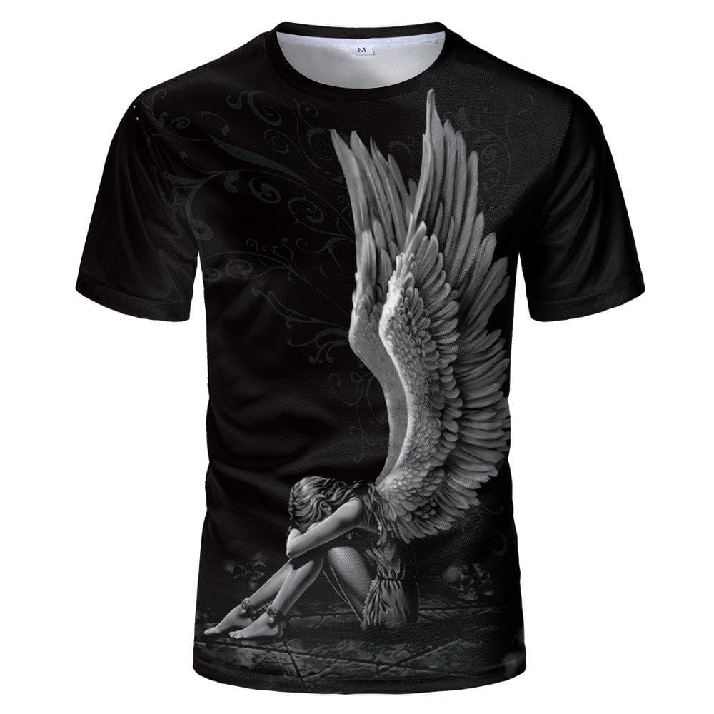 Men T shirt Spirit Anime 3D Fluorescent Angel Print T Shirt Unisex-Adult Hipster 3D T Shirts Street Hip Hop Oversized T-shirt M