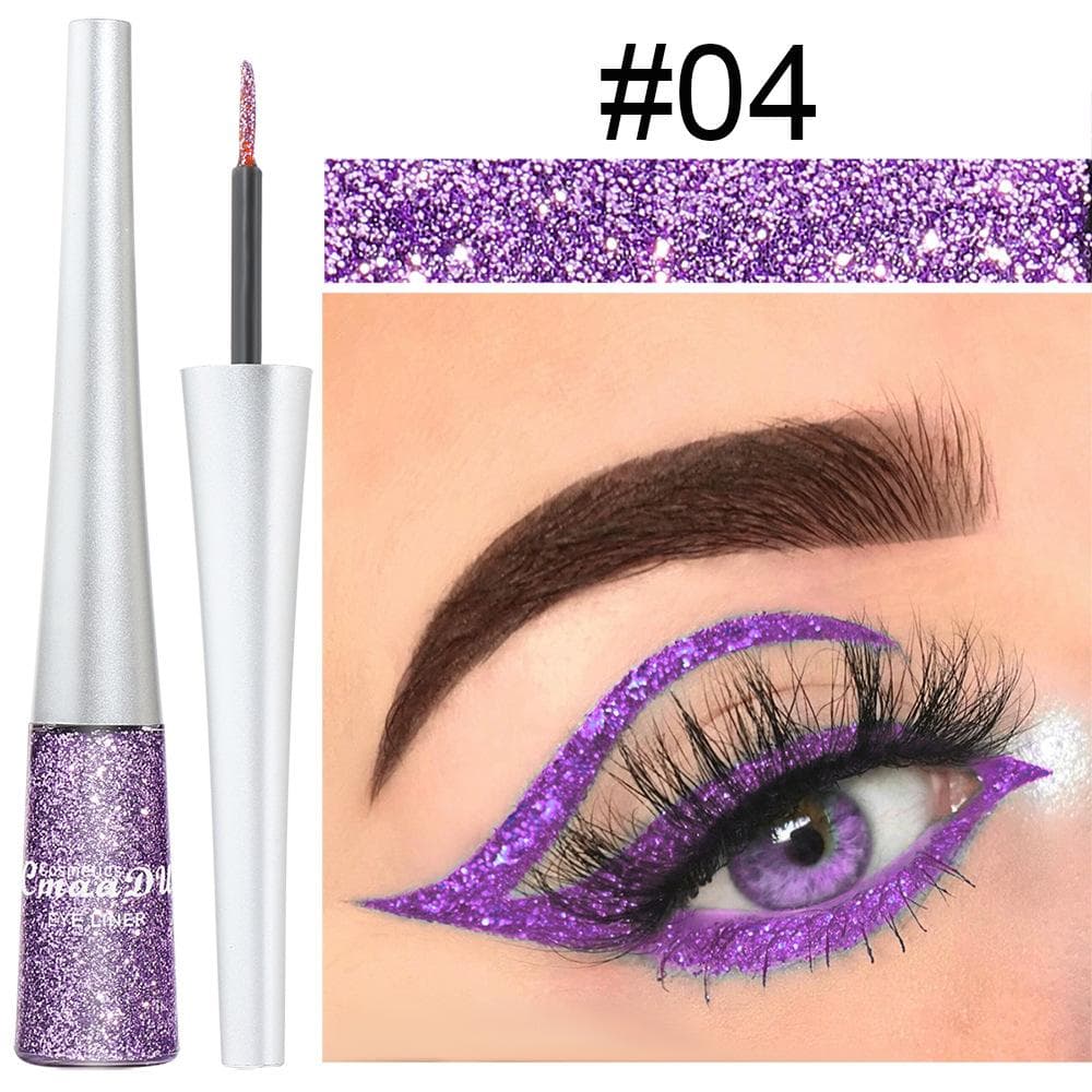 16 Colors Colorful Sequins Glitter Powder Liquid Eyeliner Glitter Eyeliner Metallic Shimmer Waterproof Glitter Eyeshadow for Party Festival Makeup #4