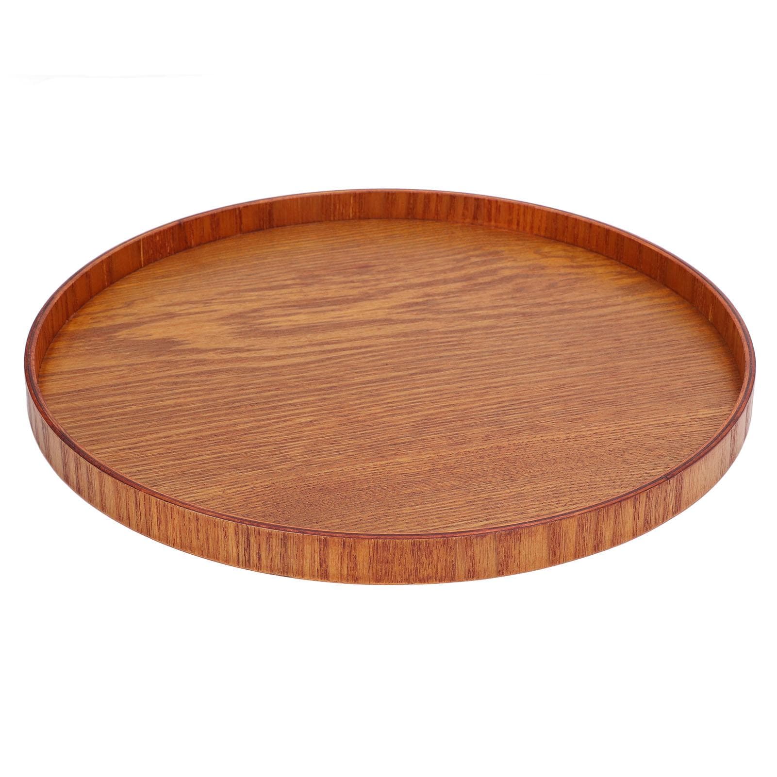 Wood Serving Tray Round Durable Simple Elegant Style Wide Application Glossy Surface Stable 30cm/11.8in
