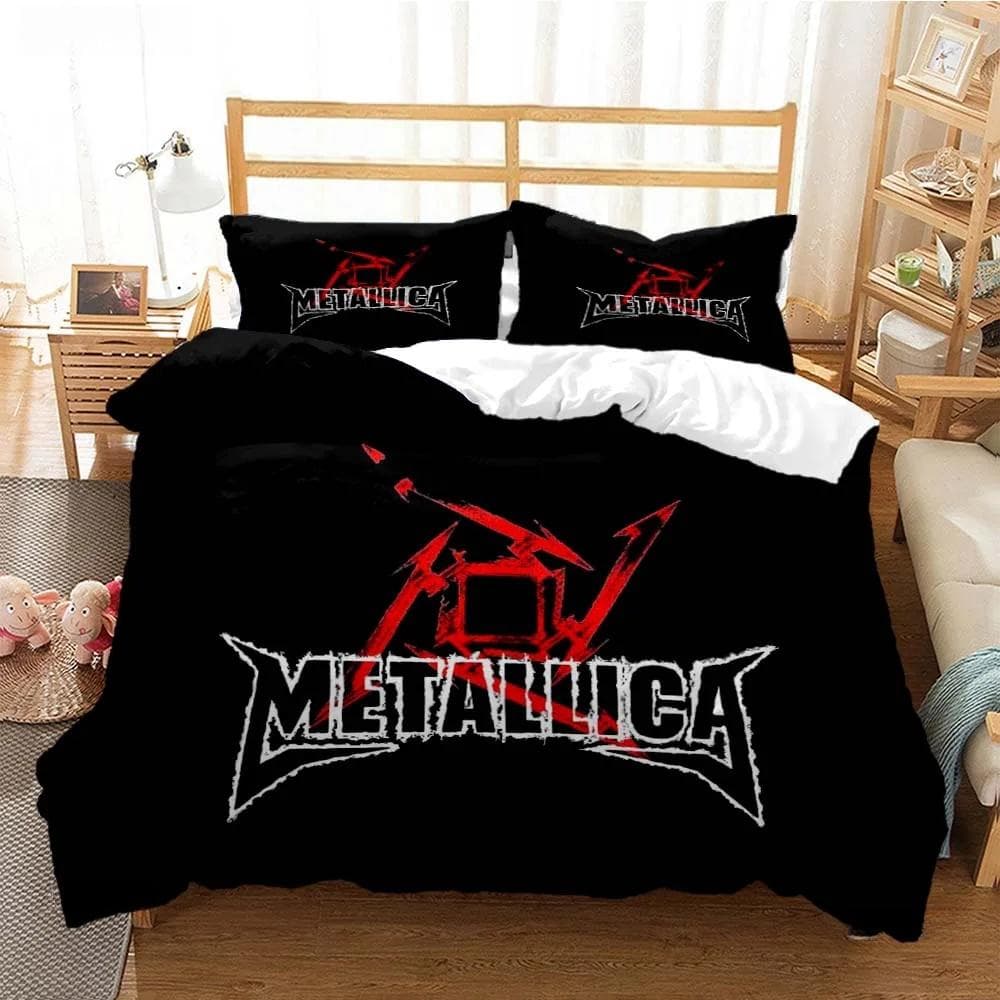 Metal Music Band M-Metallica Bedding Set Single Twin Full Queen King Size Bed Set Adult Kid Bedroom Duvet cover Set Home Textile EU King 240x220cm