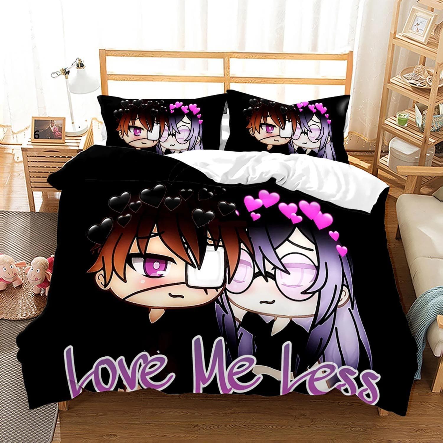 3D Printed New Gacha Life Bedding Set Pillowcase Duvet Cover 3Pcs Double Twin Full Queen King Adult Boys Bedclothes Quilt Cover 70x133cm 2pcs