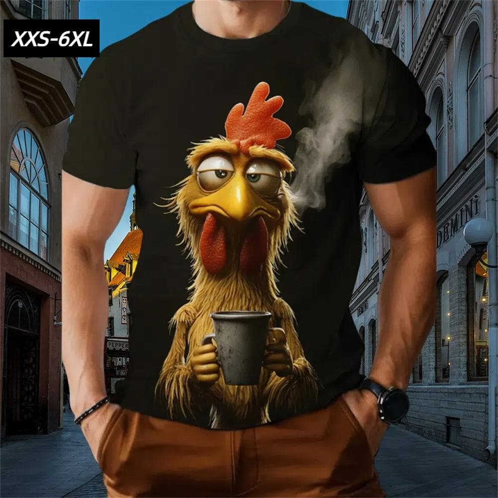 XXS-6XL Plus Size T-Shirts for Men Funny Cartoon Animal 3D Print Short Sleeve Tops Tees Summer Men's Casual Clothing Pullover XXL
