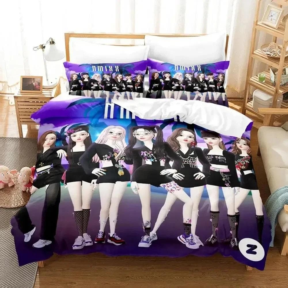 3D Print Kpop NMIXX Bedding Set Duvet Cover Bed Set Quilt Cover Pillowcase Comforter king Queen Size Boys Adult Bedding Set 135x200cm 2pcs