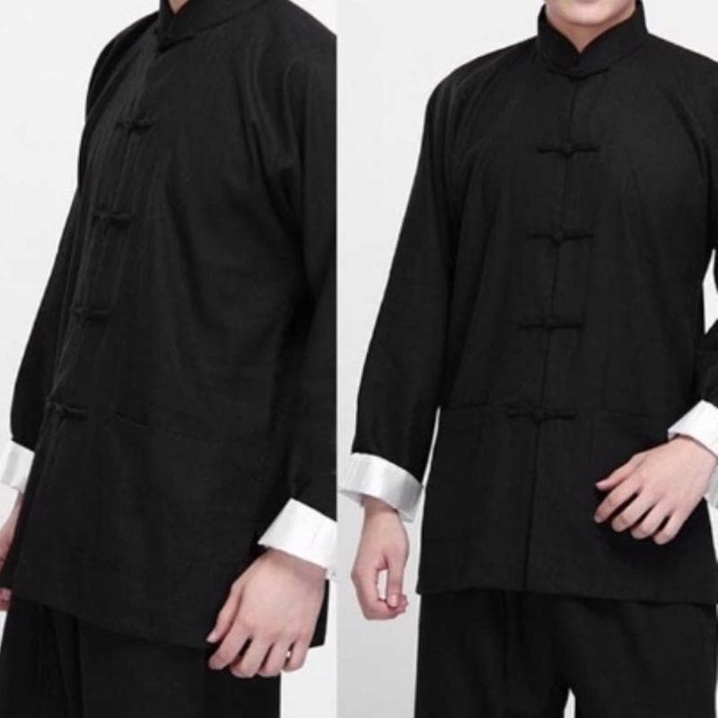 Kongfu Bruce Lee Fist of Fury Kung Fu Clothing Tai Chi Martial Art Suit Wushu Clothes 3XL black
