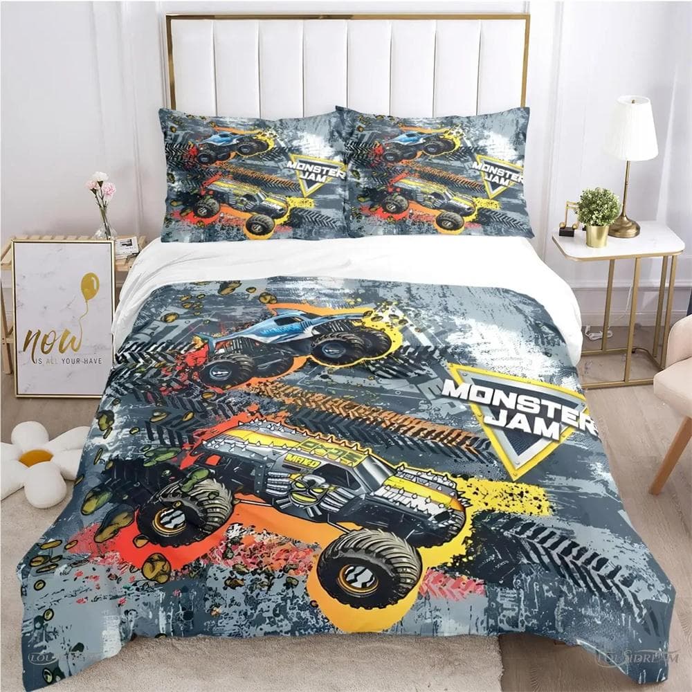 Cartoon Monster Truck All Season Duvet Cover Comforter Bedding sets Soft Quilt Cover and Pillowcases Single/Double/Queen/King 140x210cm 2pcs