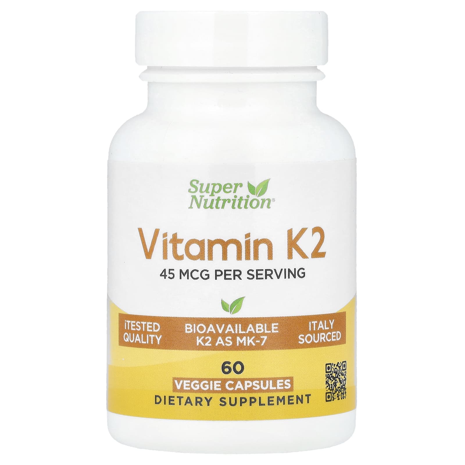 Super Nutrition, Vitamin K2, 60 Veggie Capsules