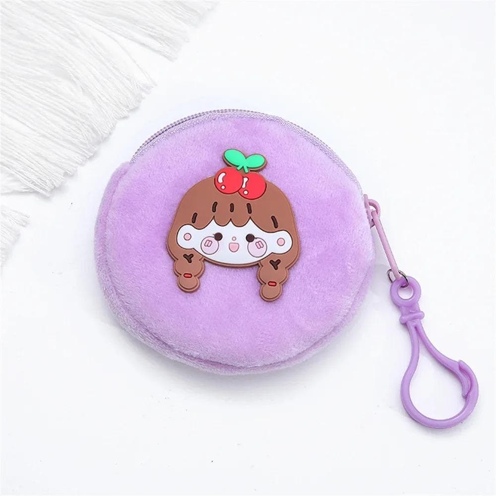 Cartoon Plush Coin Purse Girls Children Small Wallet Kid Zipper Change Money Bag Mini Headphone Key Bag Keychain Pendant Pouch