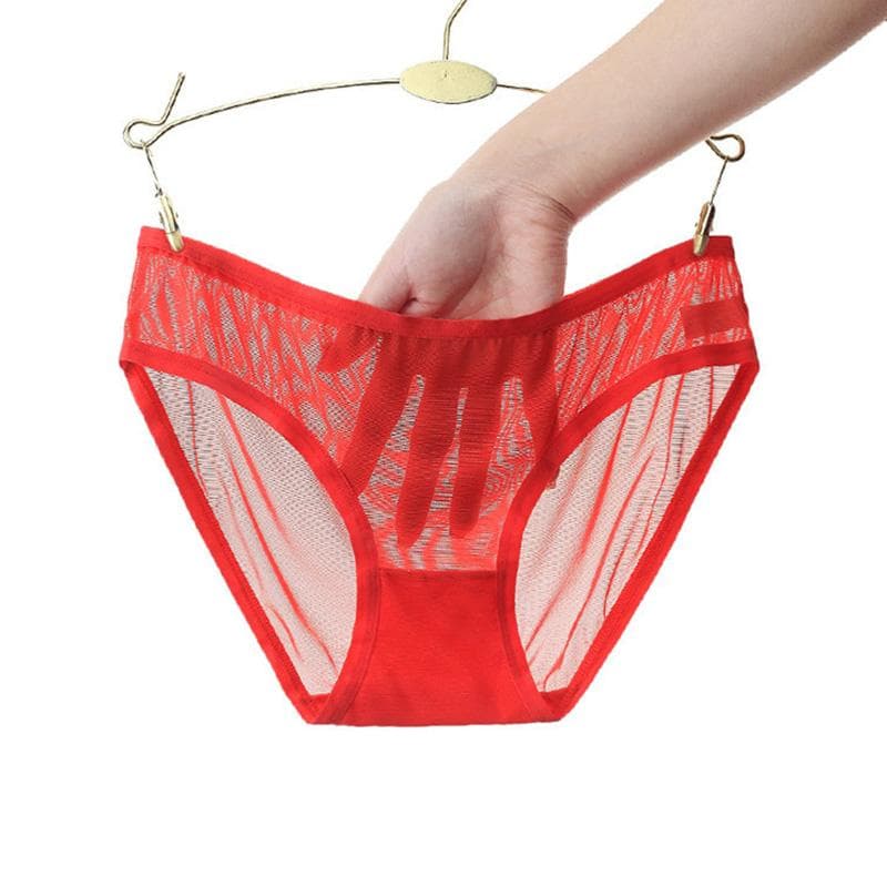 Women's Low-Waist Seamless See Through Mesh Briefs Sheer Panties Knickers Underwear Transparent L