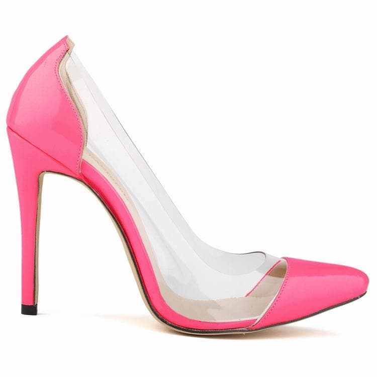 LOSLANDIFEN Women Pumps Patent Leather Shoes Woman High Heels Pointed Toe Thin Heel Fashion Party Wedding shoe 42 Rose