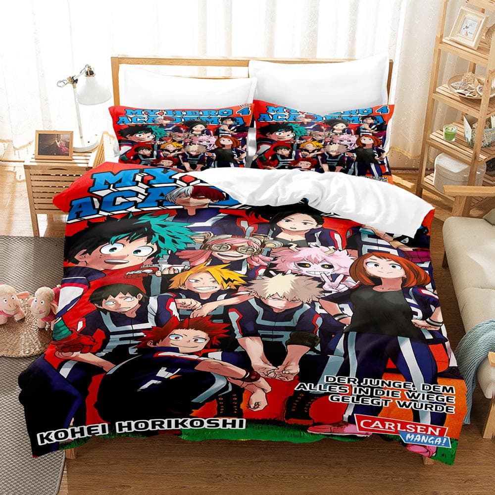 New My Hero Academia Bedding Set Japan Anime Soft Bedclothes Single Double Queen Twin Full Size Duvet Cover Teens Boys Bed Linen cot size 70x133cm