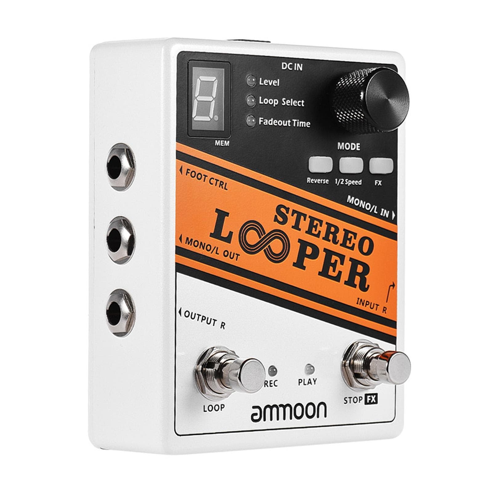 Ammoon STEREO LOOPER Loop Record Guitar Effect Pedal 10 Independent Loops Max. 10min Recording