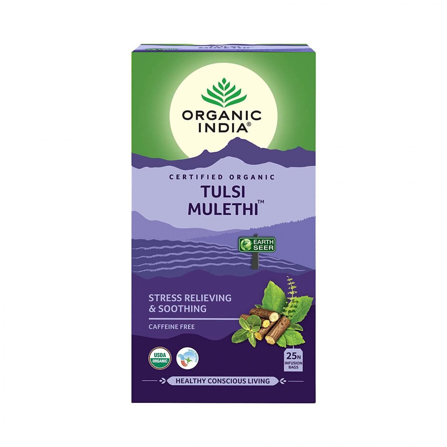 Tea with Tulsi and Licorice (25 packs, 1.8 g), Tulsi Mulethi Tea Organic India