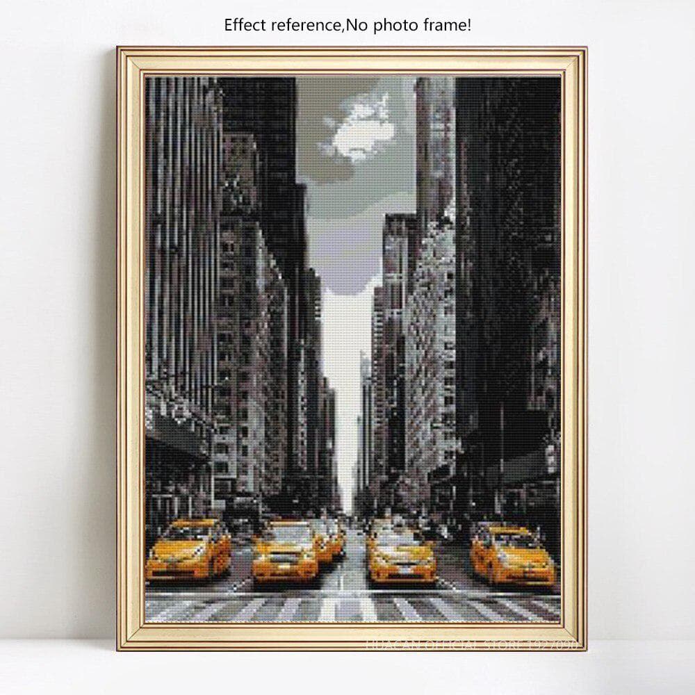 5D DIY Diamond Painting Embroidery City Street Taxi Diamond Mosaic Cross Stitch Rhinestones 20X30CM