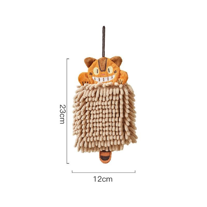 Cartoon Animal Cat Hand Towel for Kitchen Bathroom Soft Microfiber Chenille Super Absorbent Quick-dry Handkerchief Home Towels