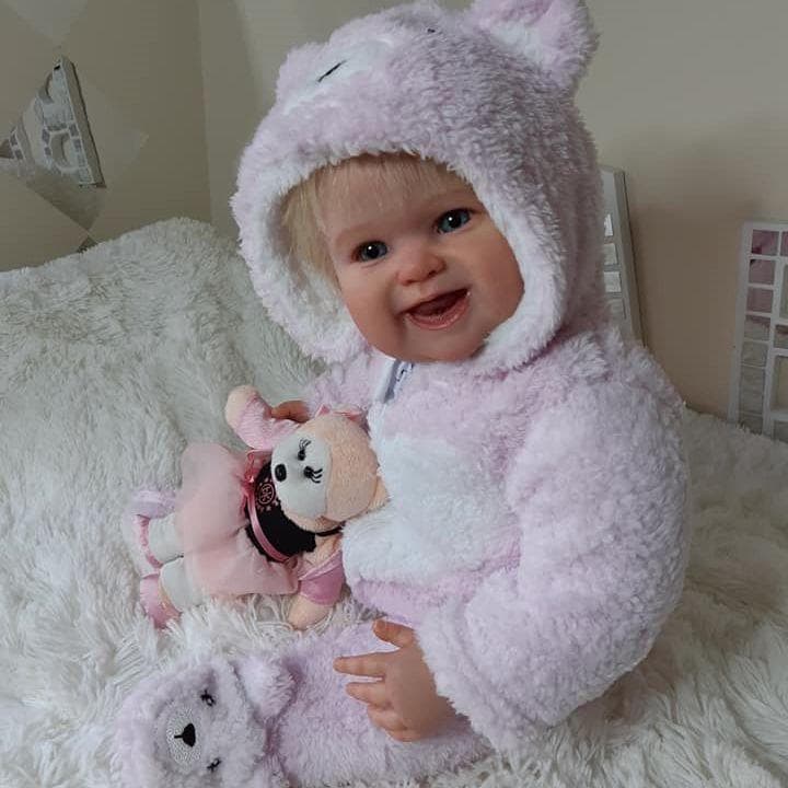 BZDOLL 55CM 3D Paint Skin Visible Veins Soft Silicone Reborn Baby Doll Toy For Girl Lovely Smiling Bebe Cloth Body Alive Birthday Gift 55cm 3D-paint Skin Doll