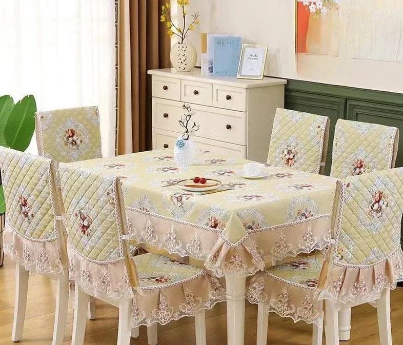 Modern Universal Chair Cover European Lace hem Dining Table Cloth Cushion Set Printed Household Chair Cushion Cover 110x160cm 1pcs